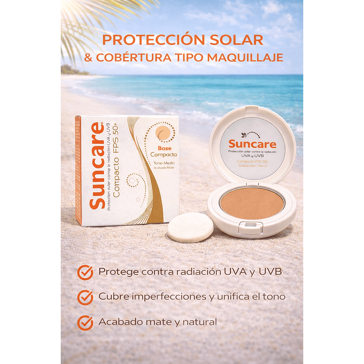 Suncare Protector Solar Compacto 50 Fps Tono Medio 10g  3