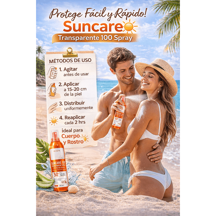 Protector Solar Transparente Suncare 100 Spray 200ml 6
