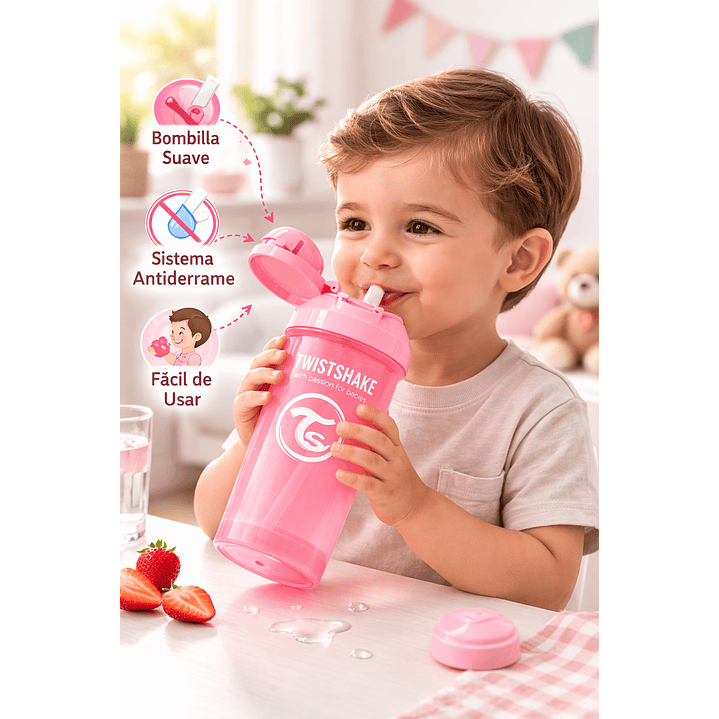 Vaso Con Bombilla Straw Cup 360ml Rosado 4