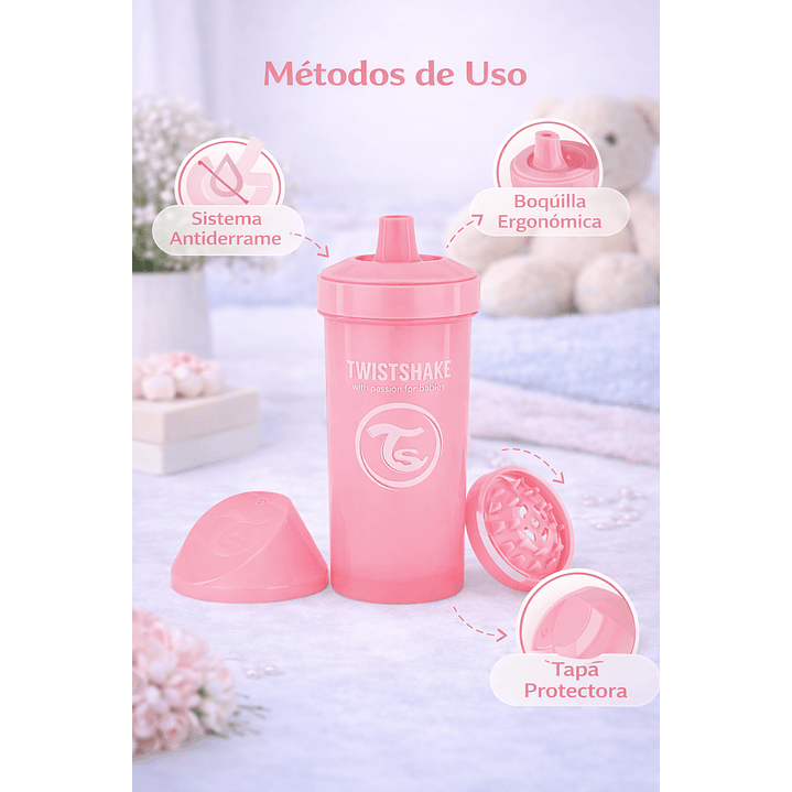 Vaso Antiderrame Kid Cup +12m Twistshake Rosado 360ml 3