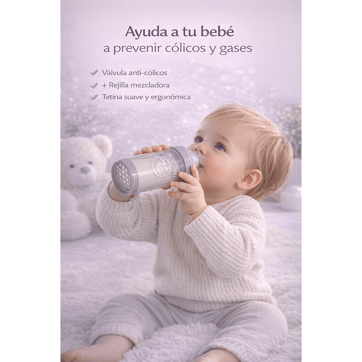 Mamadera Twistshake Anti-cólico 260ml Gris Pastel  6