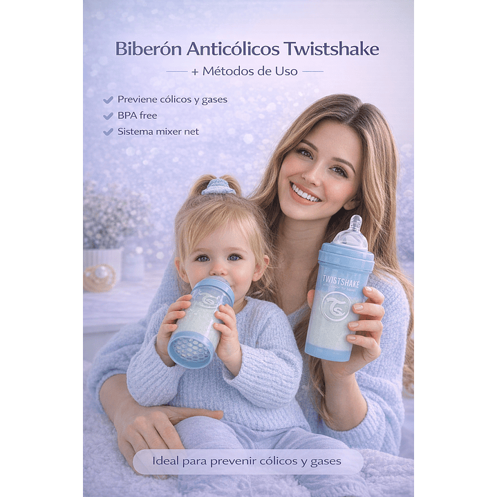 Biberón Anticólicos Twistshake 8oz/260ml - Celeste 6
