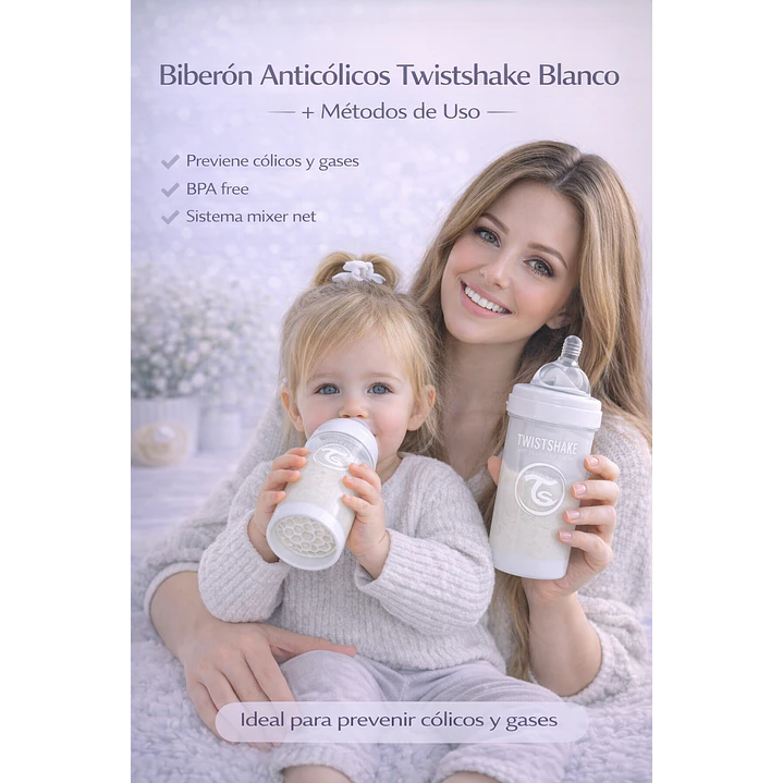 Twistshake Mamadera Anticólicos 260ml Blanca | Biberón 7