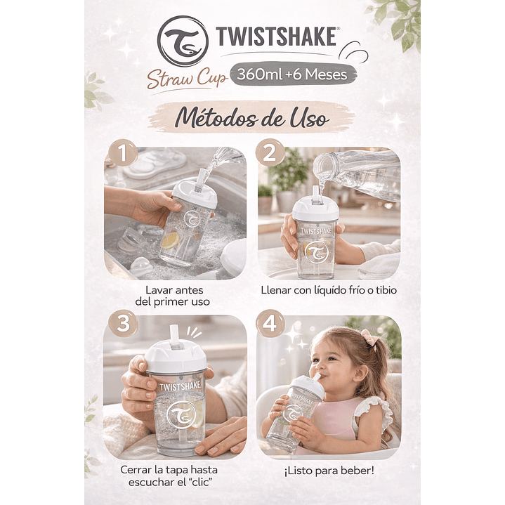 Twistshake Vaso Con Bombilla Straw Cup 360ml 6 Meses 4