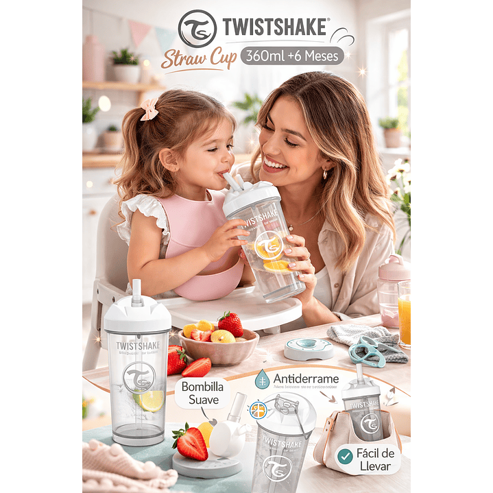 Twistshake Vaso Con Bombilla Straw Cup 360ml 6 Meses 5