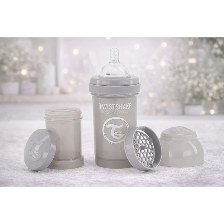  Twistshake  Mamadera Anticólicos 6oz Gris Pastel | Biberón 3