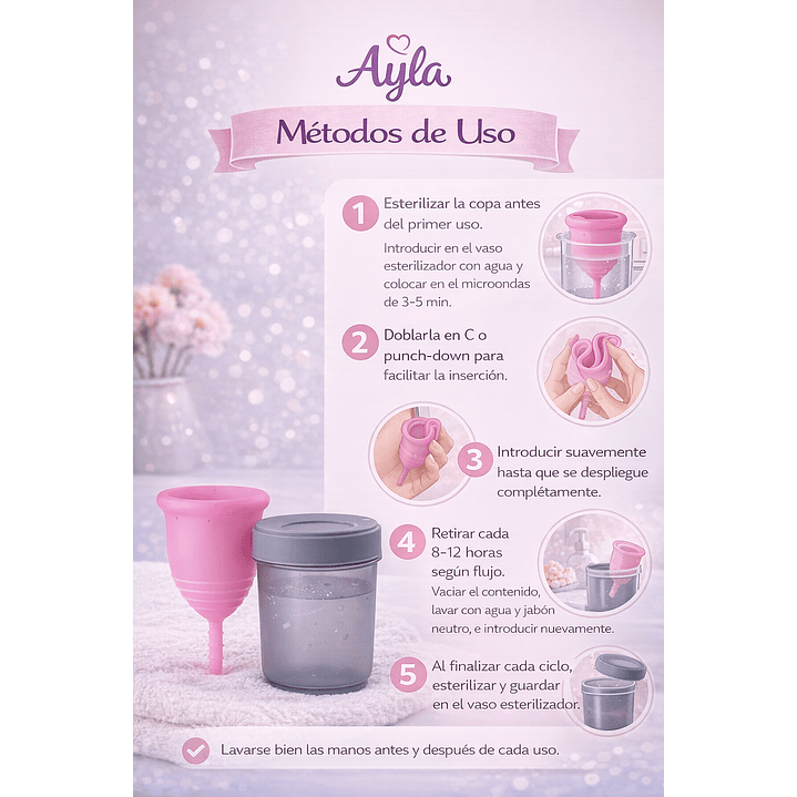 Copa Menstrual Ayla Con Vaso Esterilizador Tamaño Standar 4