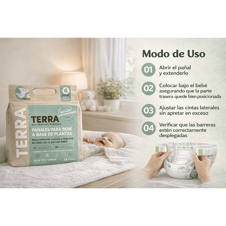 Pañales Terra Velcro Biodegradables Talla XXG Junior 14 Unidades 5