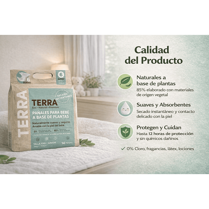 Pañales Terra Velcro Biodegradables Talla XXG Junior 14 Unidades 7