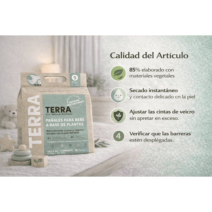 Pañales Terra Velcro Biodegradables Talla XG  X16 Unid 5