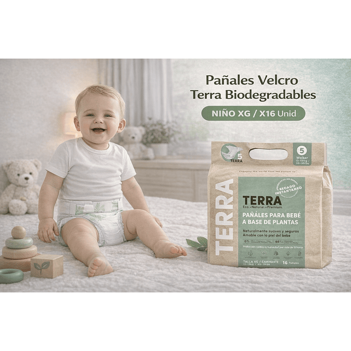 Pañales Terra Velcro Biodegradables Talla XG Caja x8 128 Unidades 6
