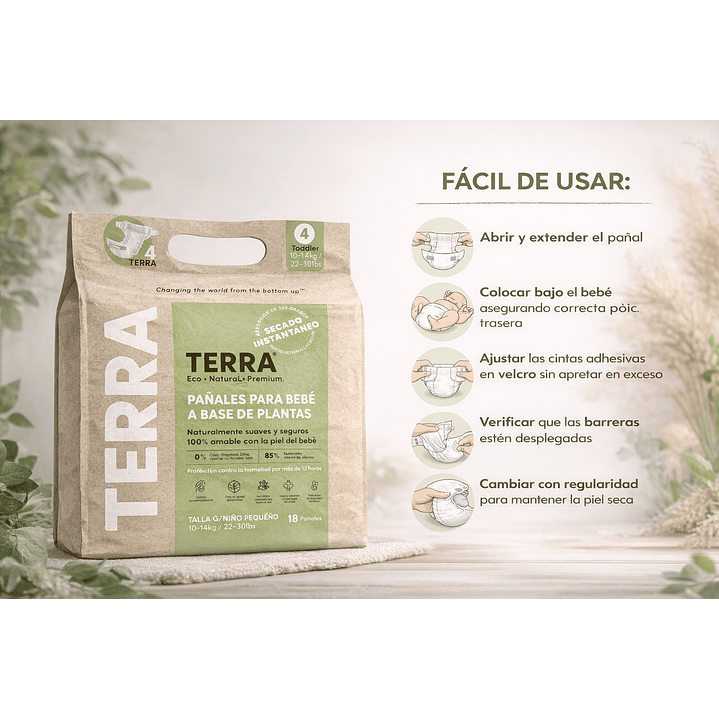 Pañales Terra Biodegradables Talla 4 O G X18uni Género Sin Género Tamaño Grande  5