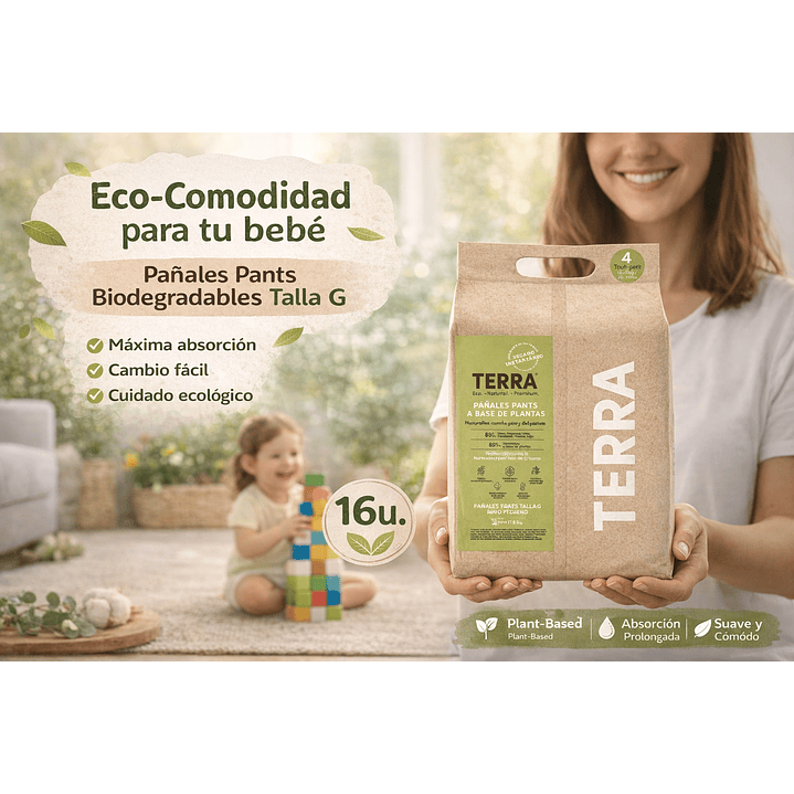 Pañales Terra Pants Biodegradables Talla G X16 CAJA X8 4