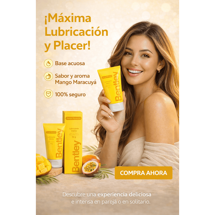 Bentley Gel Lubricante Intimo Mango Maracuyá 50g Pack x2 5
