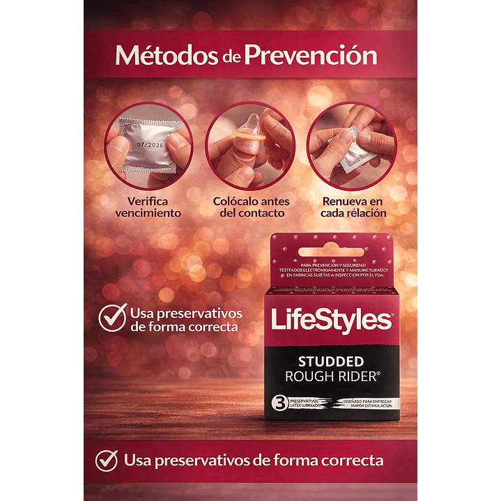 Preservativos Lifestyles Rough Rider x3 4