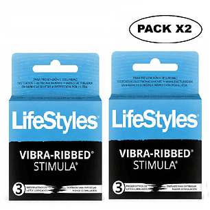 Preservativos Vibra Ribbed Stimula x3 Unidades Pack x2