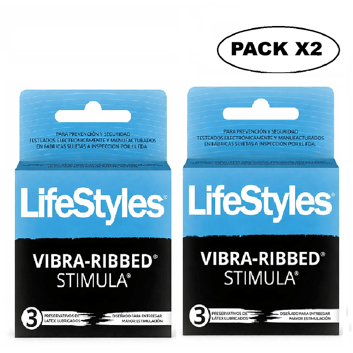 Preservativos Vibra Ribbed Stimula x3 Unidades Pack x2 1