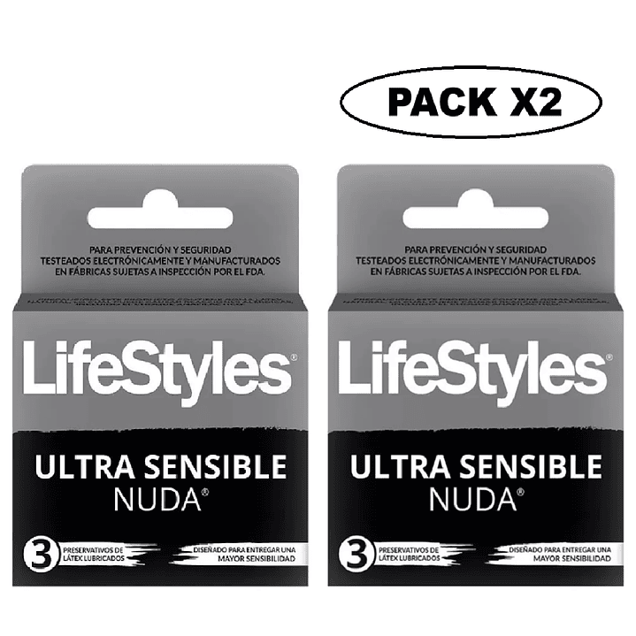 Preservativos  Lifes Style Ultra  Sensible Nuda X3 Unidades Pack x2 1