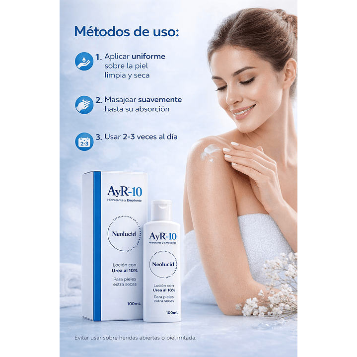 Neolucid Ayr-10 100 Ml – Loción Hidratante con Urea 10% Para Piel Seca Pack x3 7
