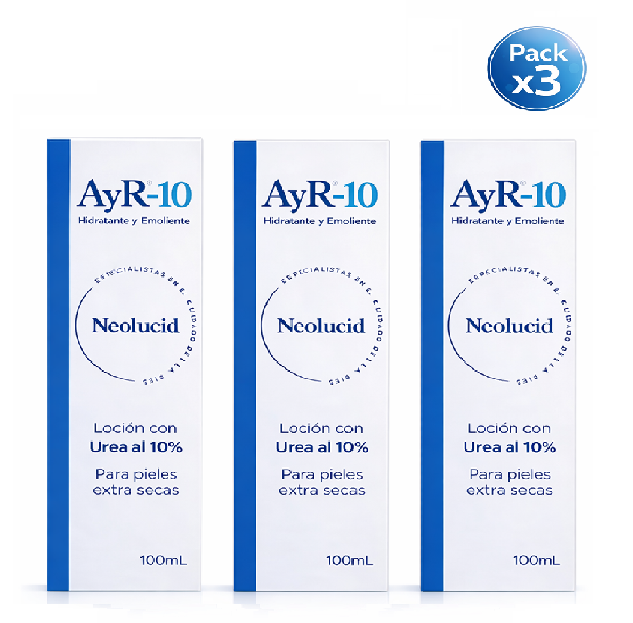 Neolucid Ayr-10 100 Ml – Loción Hidratante con Urea 10% Para Piel Seca Pack x3