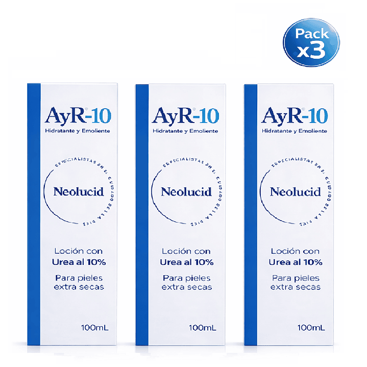 Neolucid Ayr-10 100 Ml – Loción Hidratante con Urea 10% Para Piel Seca Pack x3 1