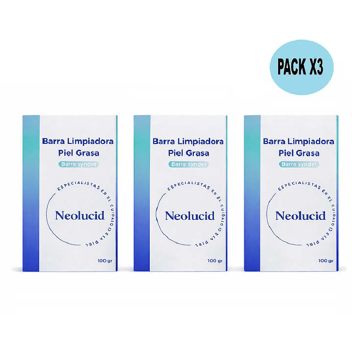 Neolucid Barra Piel Grasa 100g Limpieza Facial Pack x3 1