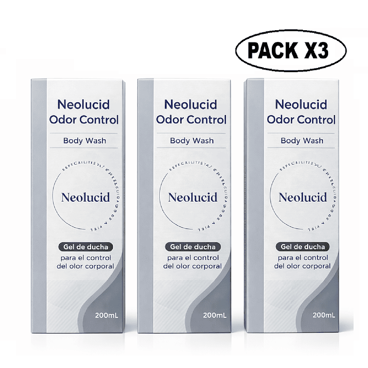 Neolucid Odor Control Gel Ducha Control Olor Corporal 200ml Pack x3 1