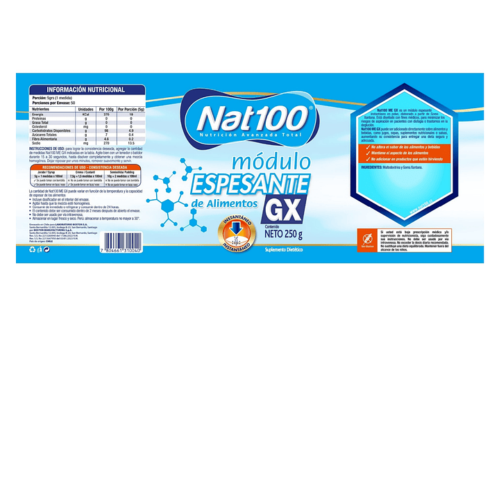 Nat 100 Módulo Espesante De Alimentos Gx 250g  Caja  x10 6