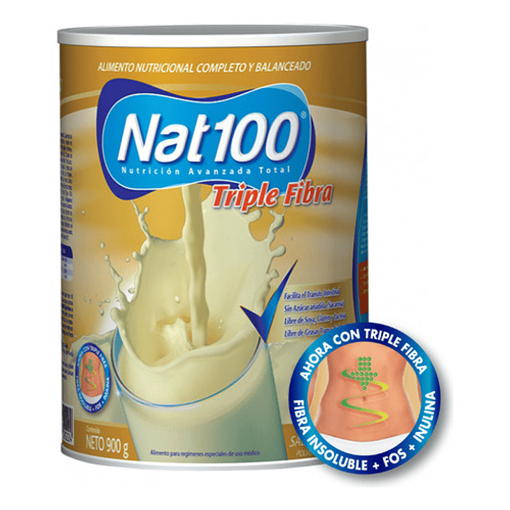 Nat 100 Triple Fibra Sabor Vainilla 900g Pack x4 3