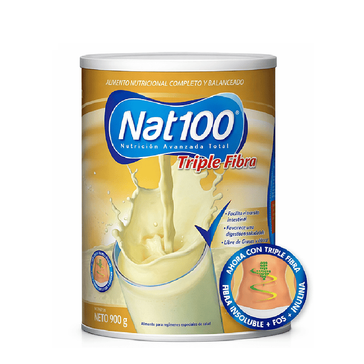 Nat 100 Triple Fibra Sabor Vainilla 900g Pack x4 2
