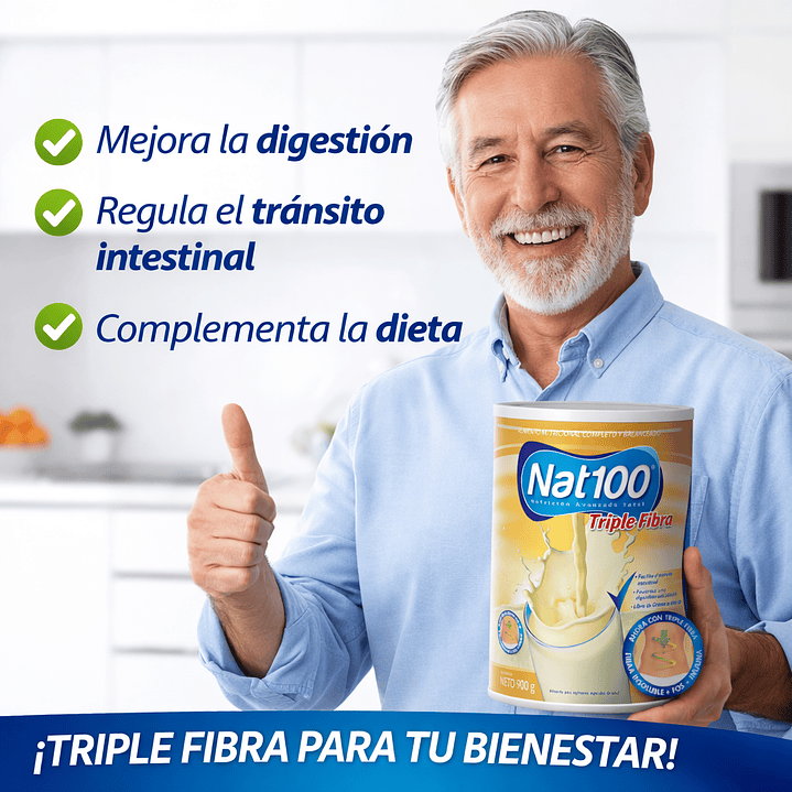 Nat 100 Triple Fibra Sabor Vainilla 900g Pack x4 7