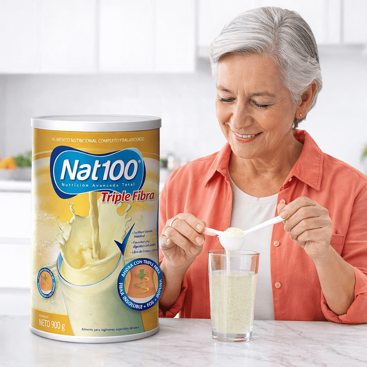 Nat 100 Triple Fibra Sabor Vainilla 900g Pack x4 8