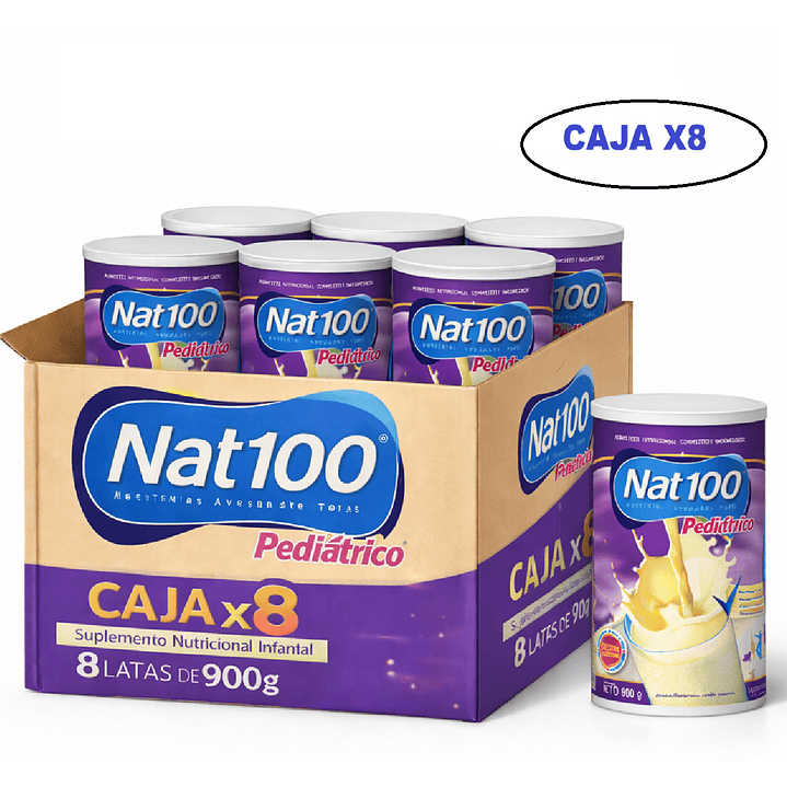 Nat100 Pediátrico | Suplemento Nutricional Infantil 900g Pack x8 1