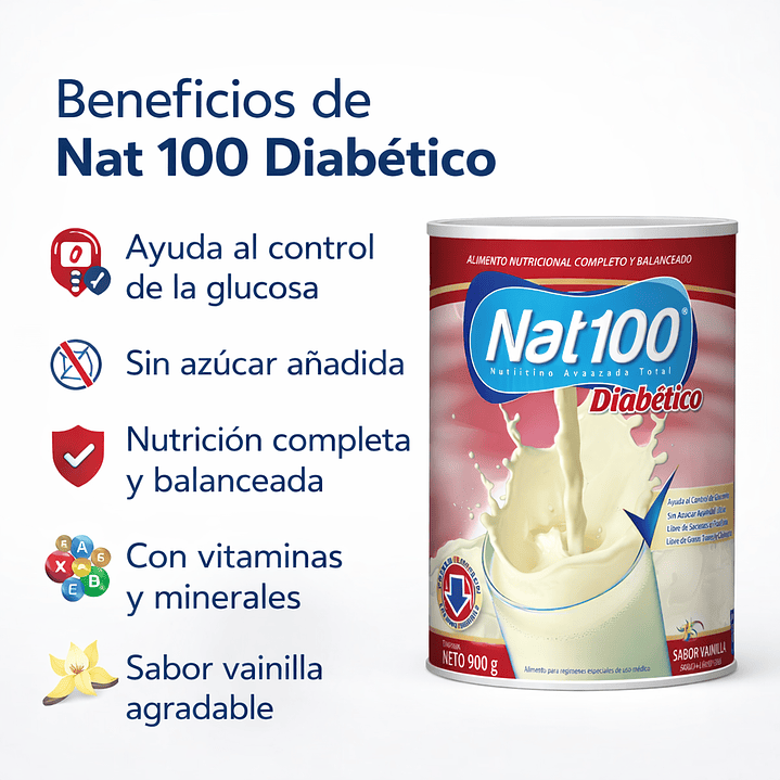 Nat 100 Diabético 900 G. Sabor Vainilla 3