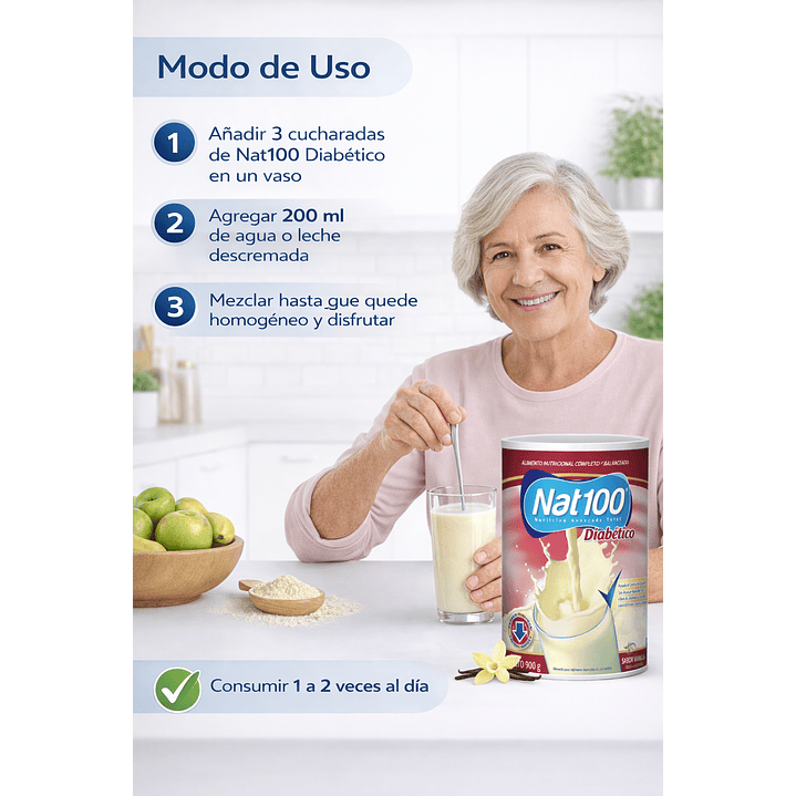Nat 100 Diabético 900 G. Sabor Vainilla 5