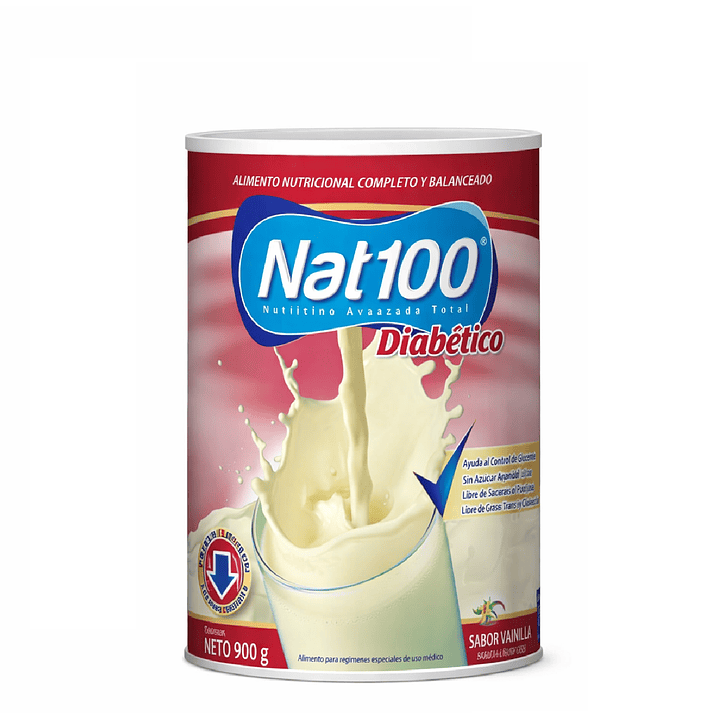 Nat 100 Diabético 900 G. Sabor Vainilla Pack x4 2