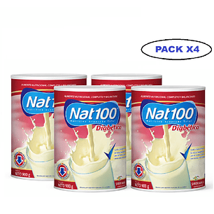 Nat 100 Diabético 900 G. Sabor Vainilla Pack x4