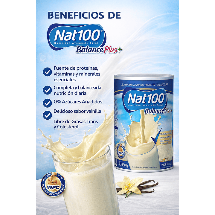 Nat 100 Balance Plus 900g Sabor Vainilla 3