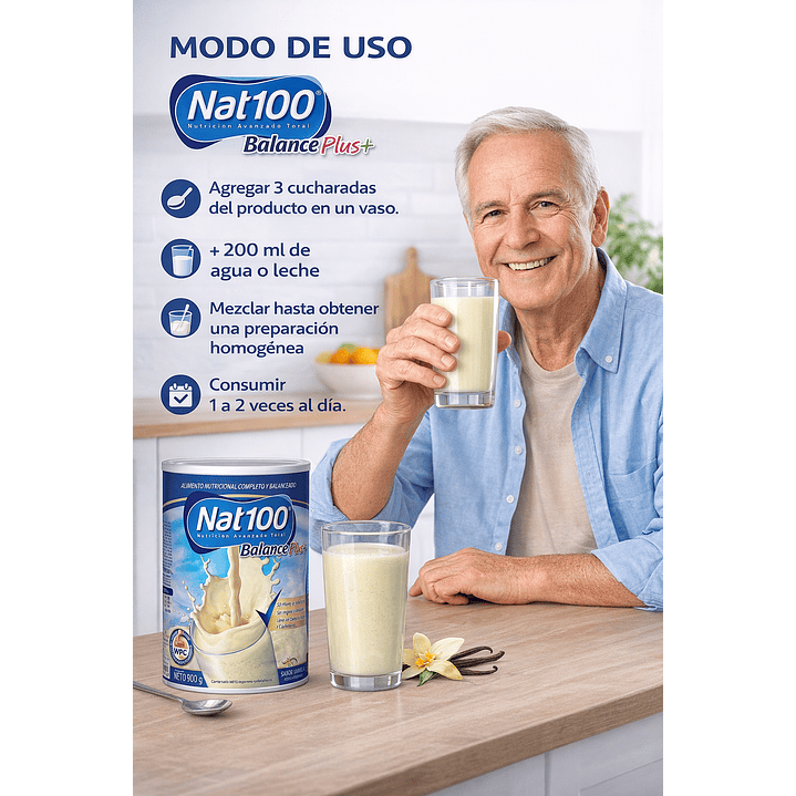 Nat 100 Balance Plus 900g Sabor Vainilla Pack x4 5