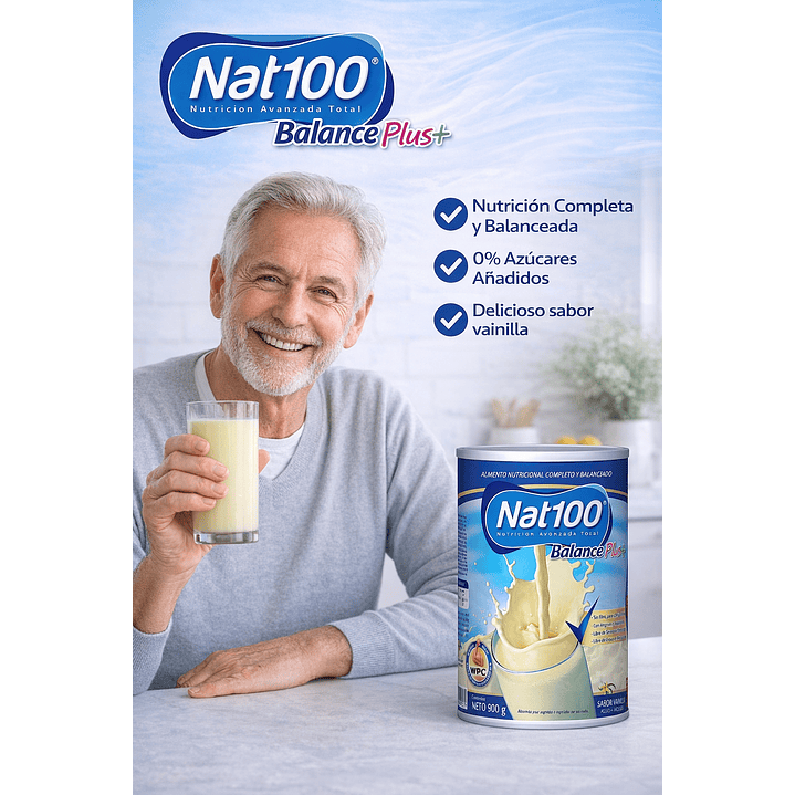 Nat 100 Balance Plus 900g Sabor Vainilla Caja x8 5