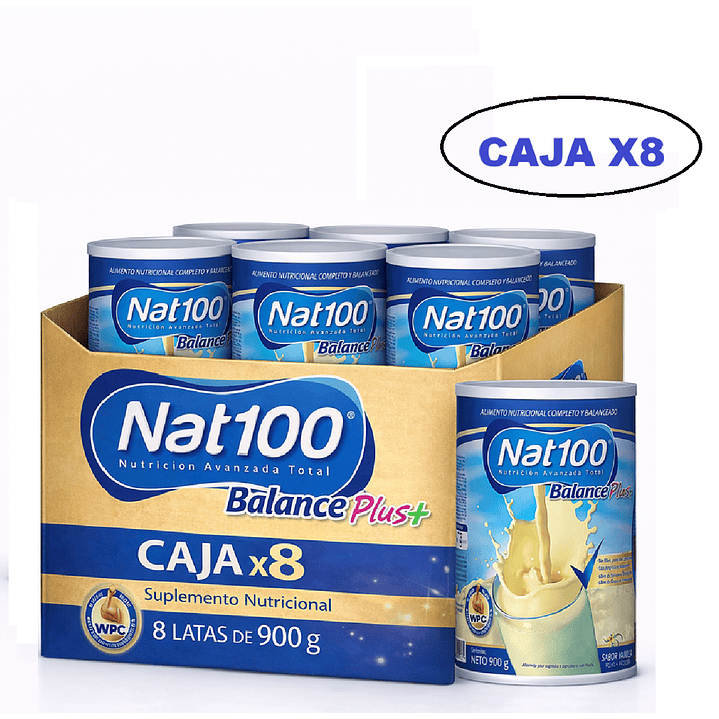 Nat 100 Balance Plus 900g Sabor Vainilla Caja x8 1