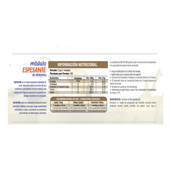 Nat 100 Módulo Espesante De Alimentos Sabor Neutro 250g  Caja x10 4