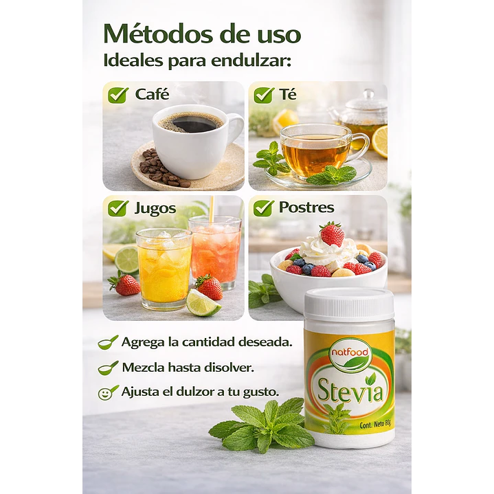 Stevia Endulzante Natural En Polvo Natfood 80g 5