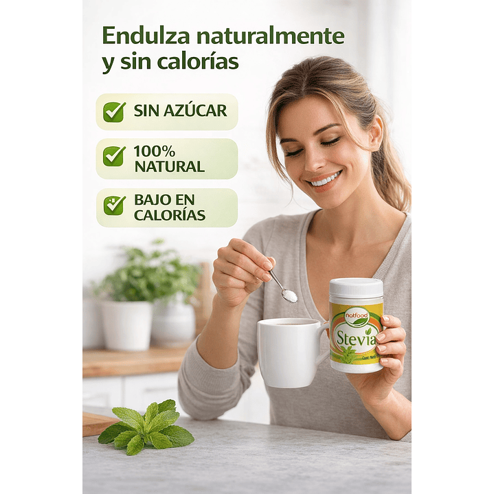 Stevia Endulzante Natural En Polvo Natfood 80g Pack X2  4
