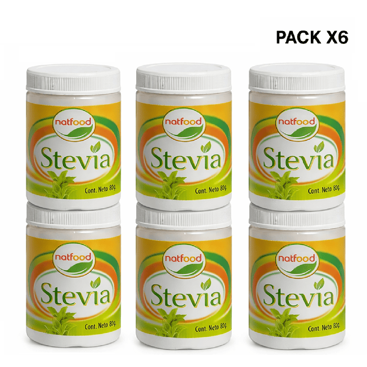 Stevia Endulzante Natural En Polvo Natfood 80g Pack X6 1