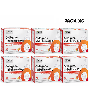 Cólageno + Citrato de Magnesio + Vitamina C + Vitamina D3 Sabor Durazno Caja x30 Sobres Pack x6
