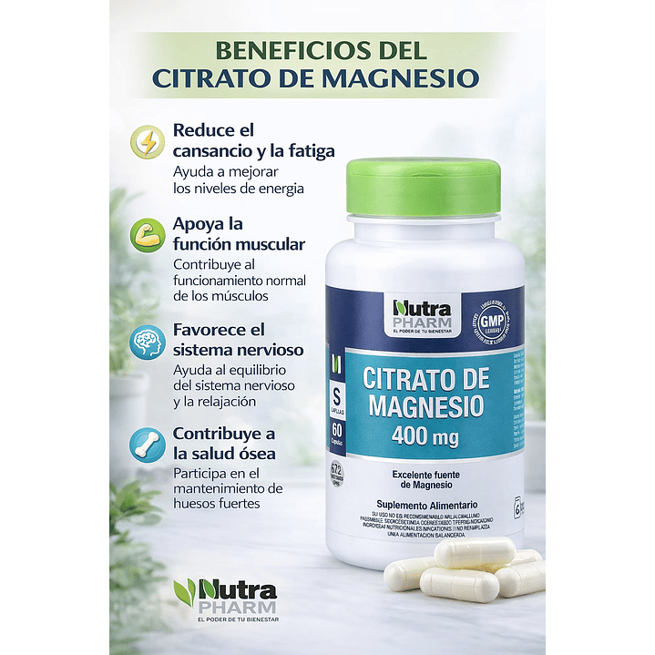 Citrato De Magnesio Nutrapharm 400 Mg 4