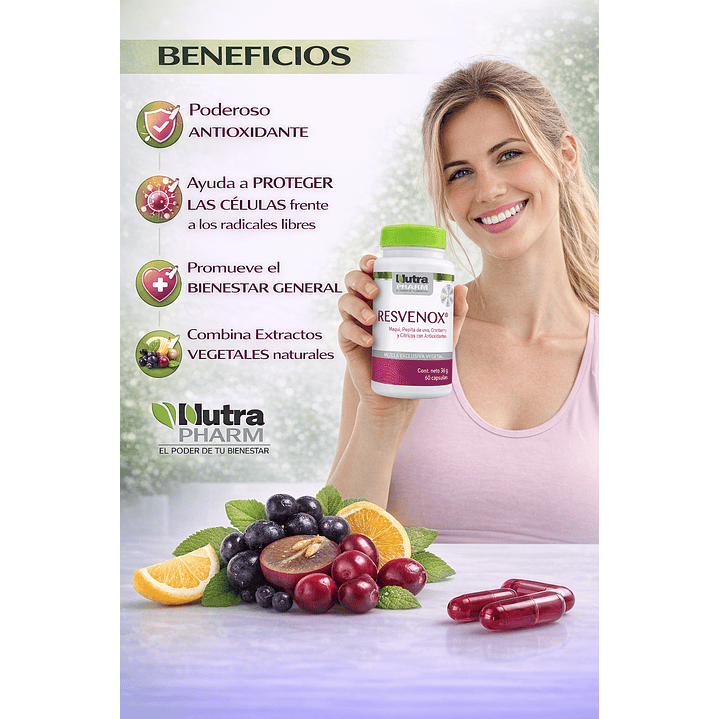 Resvenox Antioxidante 60 Cápsulas 5