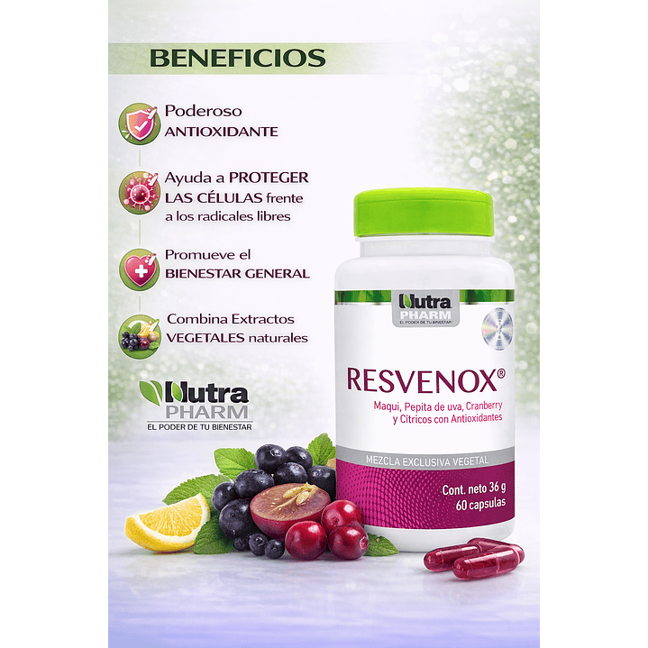 Resvenox Antioxidante 60 Cápsulas 6