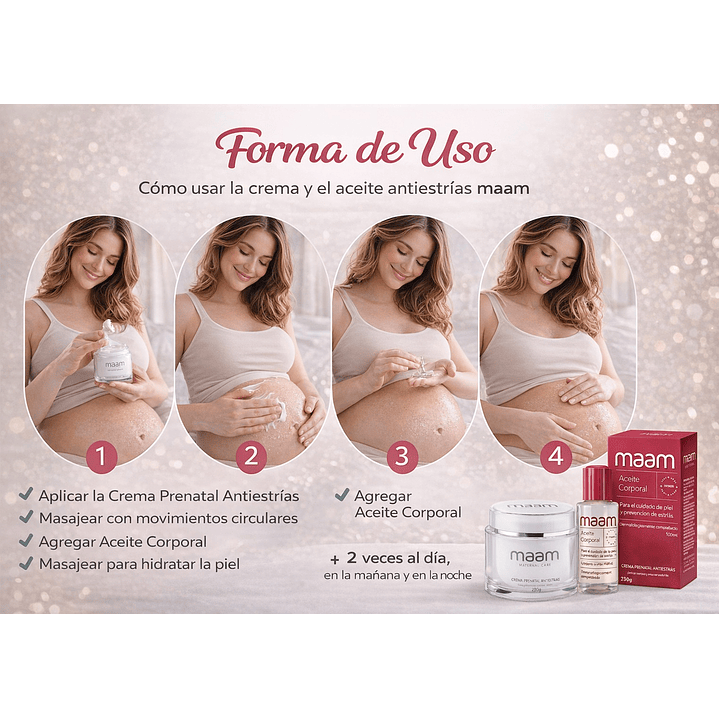 Kit Completo Maam 5 Productos Reafirmante Antiestrias Embarazo 9